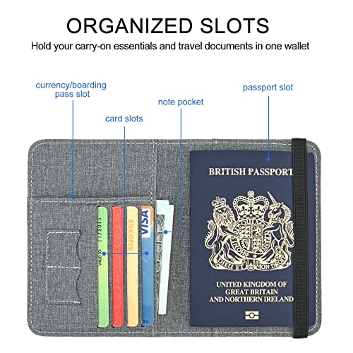 Forubar Passport Holder, Travel Wallet Waterproof Rfid Blocking Pu Leather, Passport Holder With Credit Card Slots, Passport Cover, Passport Case, Passport Holder For Women And Men (Light Grey) #TOP1