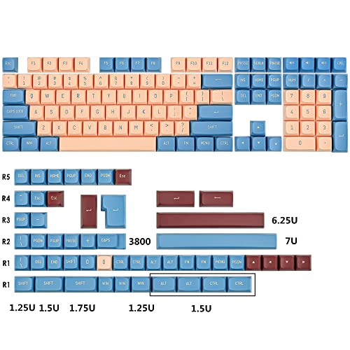 Image of surmen Custom 160 Keycap Set CSA Profile Doubleshot Ball Shape Caps Cherry-MX Style US /ISO Layouts for 60%, 65%, 75%, TKL Mechanical Keyboards (Gong)