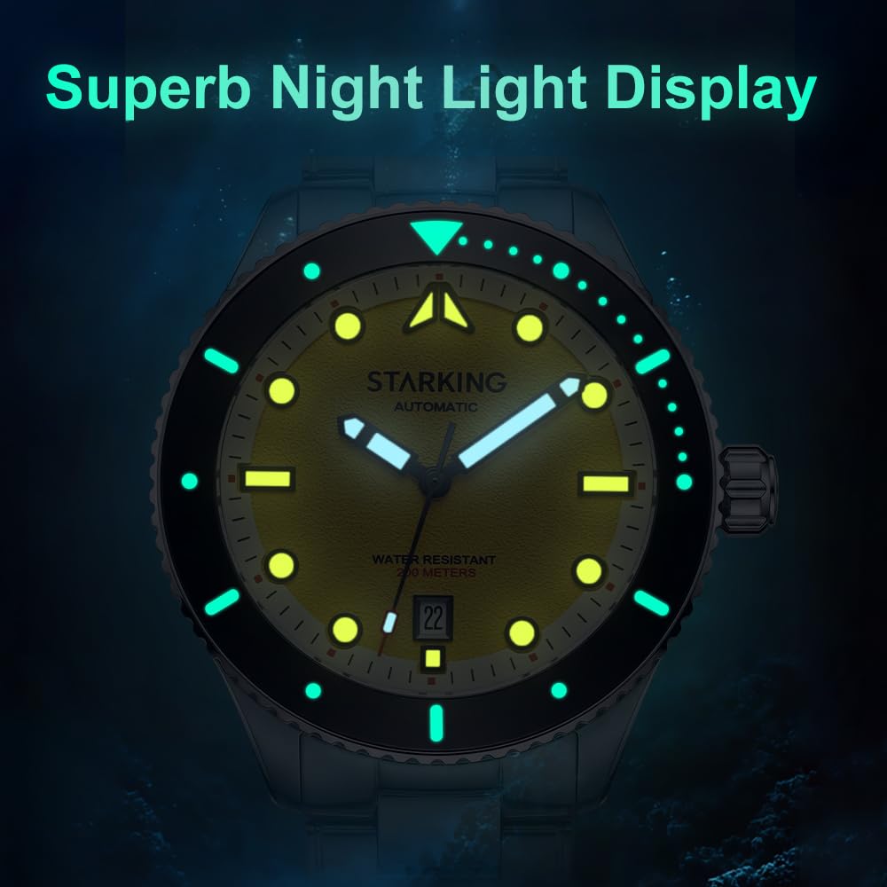 STARKING Orologio da polso da uomo, 20 ATM, movimento Miyota 8215, cristallo zaffiro super luminoso, cinturino in acciaio inox, orologio da polso meccanico di lusso, regalo di compleanno