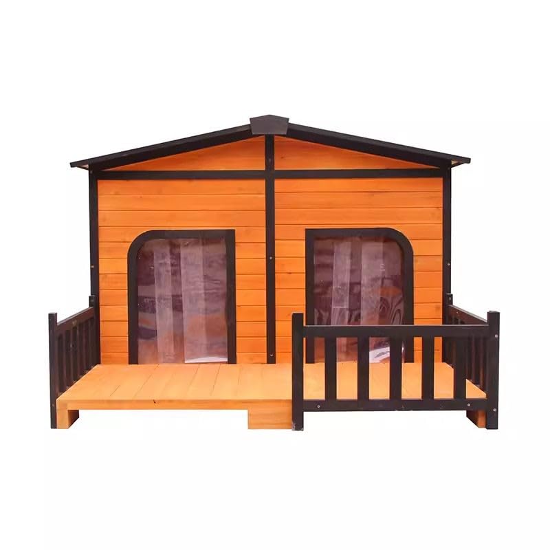 MyNvy casetas Perros Grandes casa para Perros Exterior Casa para Perros al Aire Libre Impermeable con Piso Elevado para Perros Grandes con Porche