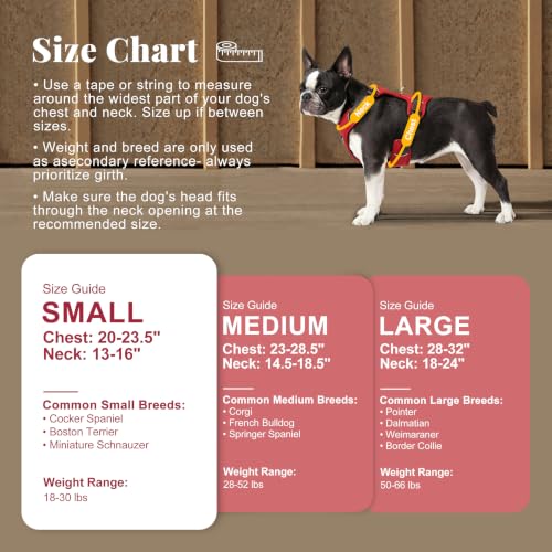 Image of Didog No Pull Dog Harness for Small Dogs, Classic PU Leather, Red, S