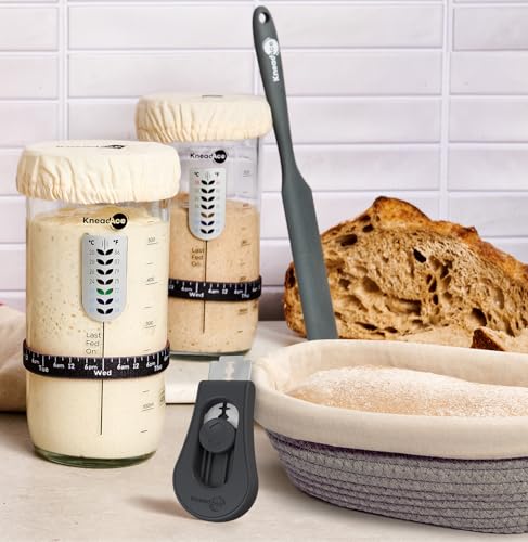 KneadAce Sourdough Starter Kit – 24oz Starter Jar, 2 Cotton Rope Banneton Proofing Baskets, Magnetic Bread Lame for Scoring – Gift for Bakers & Complete Sourdough Bread Baking Set by KNEADACE - Image 9