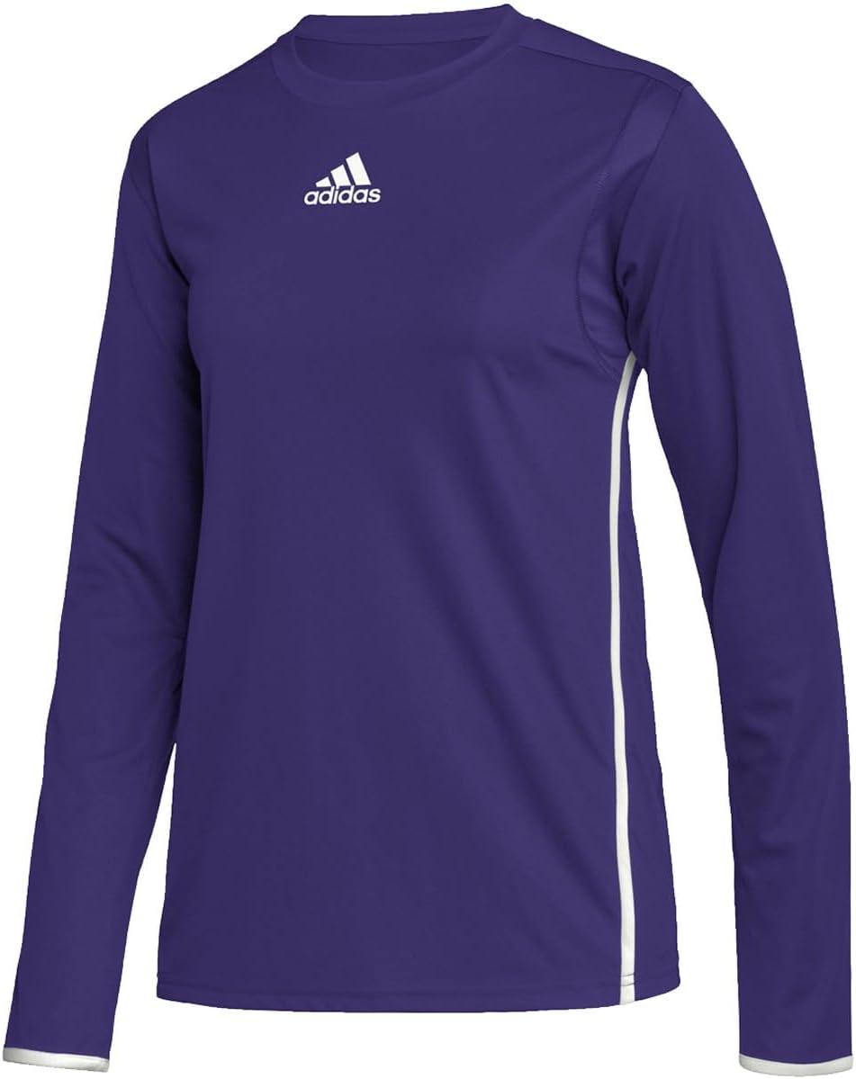 adidas Womens Team Issue Crew Neck Long Sleeve Athletic Casual Tops Casual - Purple