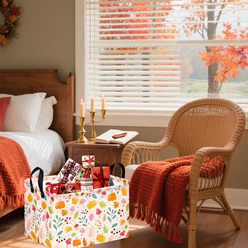 Image of Baby Storage Basket Nursery Box Laundry Hamper Organization Bins for Toys and Clothes with Handles (Autumn Festival)