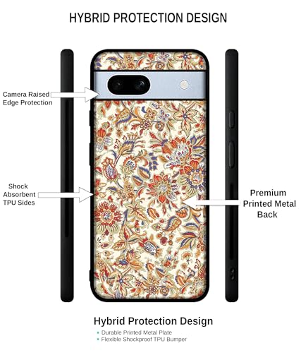 Image of Floral Design Premium 2D Printed Metal Back Case Cover for Google Pixel 7A 5G, Multi Colour