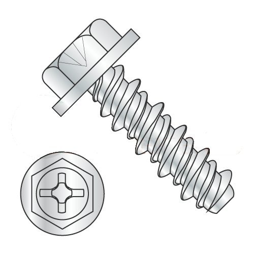 #10 (#8 Head) x 3/4" High Low Style Thread Forming Screws/Phillips/Hex Washer Head/Steel/Zinc (Carton: 6,000 pcs)