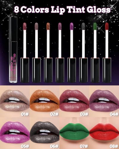 Grün Flüssiger Lippenstift mit Matt Finish, Hochpigmentiert Lipgloss Langanhaltender Wasserdicht, Leichte Formel, Non-Stick Cup Lip Color Lip Gloss, Lippen Make-up für Halloween Cosplay, Vegan-07