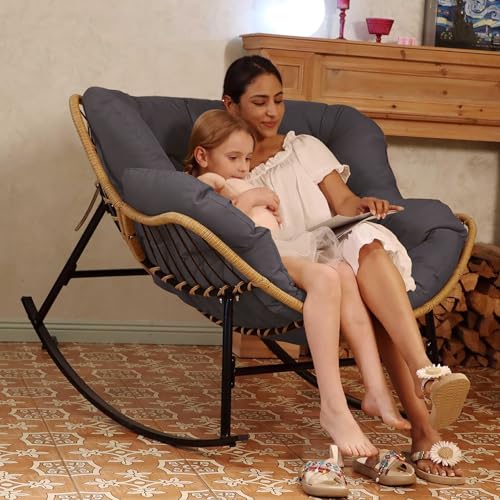 Nicesoul ROCKING CHAIR With Cushion, Oversized Patio Papasan Rocking Chair thumb #7