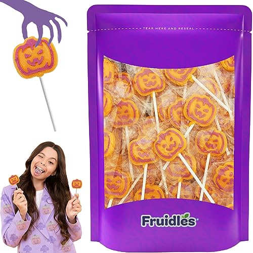 Fruidles Orange Pumpkin Tattoo Lollipop Suckers Candy, Great for Goody