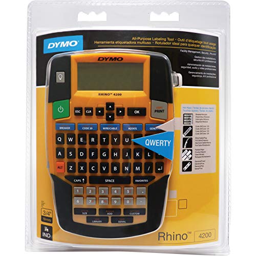 DYMO Industrial Label Maker | Rhino 4200 Label Maker Time-saving Hot Keys Prints Fast Durable For Job Sites and Heavy-Duty Labeling Jobs