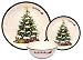 Melange 12-Piece 100% Melamine Dinnerware Set for Shatter-Proof and Chip-Resistant Melamine Dinner Plate, Salad Plate & Soup Bowl (4 Each) (Christmas Tree Collection)