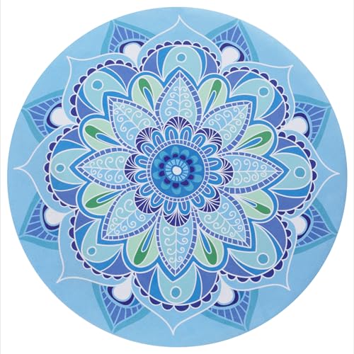 Navaris Yoga Matte dünn rund - Meditationsmatte - Yogamatte Sportmatte - Rutschfest - Yoga Matte 60cm Durchmesser - Design Fitnessmatte Unterlage