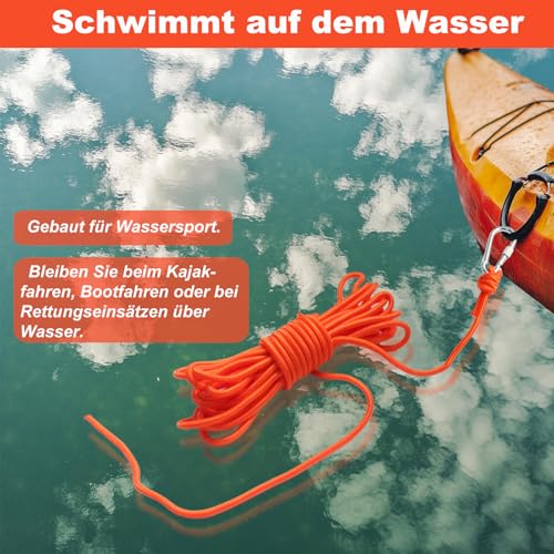 BeGrit 6mm Bootsseil 10m Polypropylen Seil Boot Fenderleine Orange Ankerleine Kajak Festmacher Tauwerk für Bootsport Camping Fischen Wandern