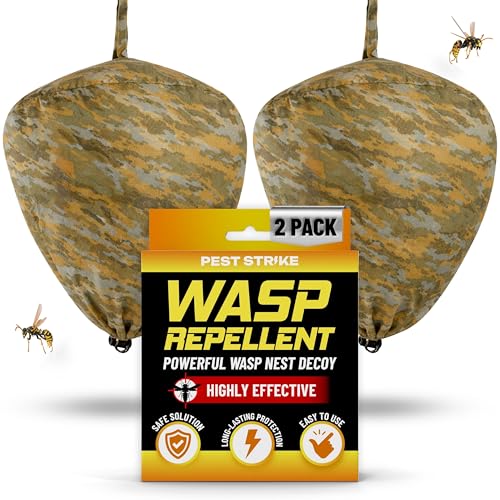 Wasp Nest Decoy - 2 Pack Fake Wasp Nest for Hanging Outdoor - Tear Resistant Waterproof and Easy to Install - Yellow Jacket and Bee Trap for Patio Home and Garden