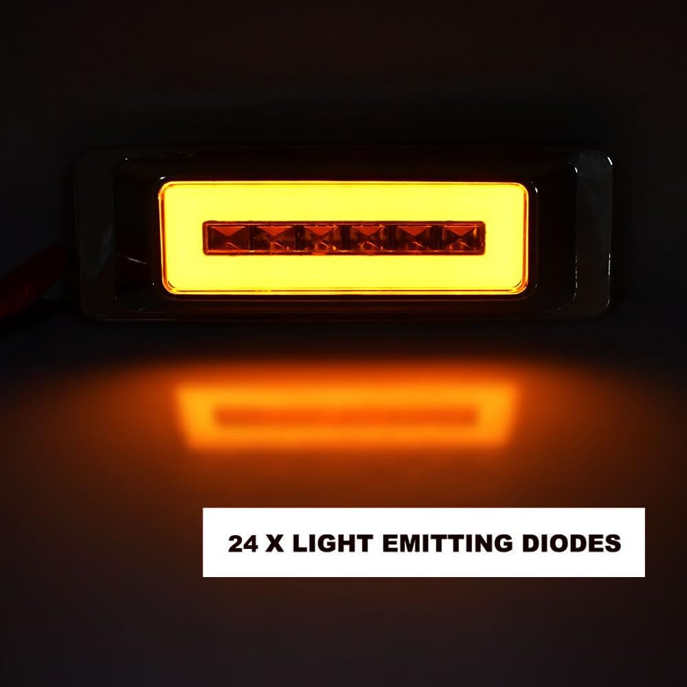 For Trailer Truck Amber LED Side Turn Marker Signal Clearance Trailer Lights 2PCS
