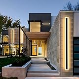 2Pack 39inch Long Outdoor Modern LED Wall Light,30W Waterproof IP65 Warm White 110V led Wall Mount Lighting Fixture Rectangular Black Wall Lights Elegant Frosted White Acrylic Anti Rust
