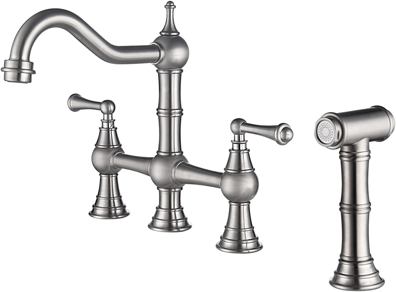 VERYKE 2 Handles Faucet for Kitchen Sink with PullOut Side Spray in