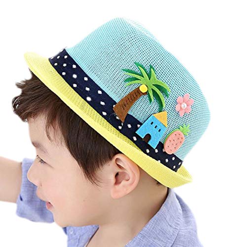 Hat Summer Hat Fashion Flower and Tree Sun Hat Caps for Kids Beach Vacation (Color : Sky Blue)