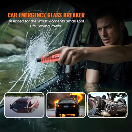 Image of SIAGO Car Safety Hammer - Emergency Escape Tool with Window Glass Breaker & Seat Belt Cutter | Vehicle Safety Hammer for Car, Bus & Truck | Automotive Emergency Tool SIA478