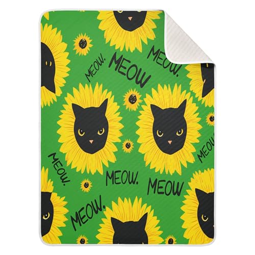 Burbuja Black Cat Heads Sunflower Baby Blanket for Boys Girls, Nursery Soft Warm Swaddling Receiving Baby Blankets, 30x40 in Toddler Blanket