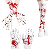 Photo Gallery fengyang® calze e guanti per halloween, costume di halloween sanguinante, guanti sanguinanti realistici, per spaventose esperienze di cosplay Photo Gallery fengyang® calze e guanti per halloween, costume di halloween sanguinante, guanti sanguinanti realistici, per spaventose esperienze di cosplay