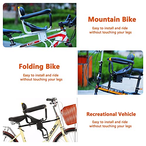 Image of Kids Bike Seat, Retractable Front Mounted Children Bicycle Seat, Kids Front Bike Seat Suitable for All Types of Bicycles