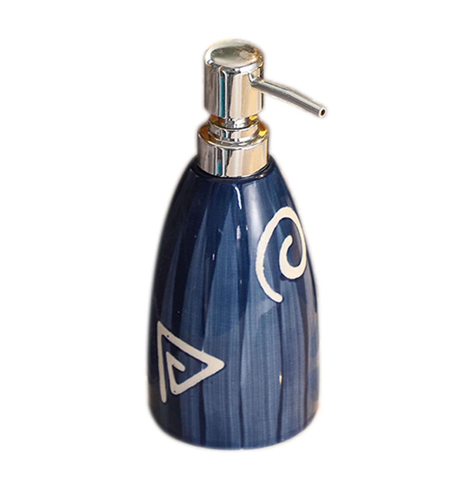 soap dispenser, Soap Dispenser,Japanese Style Lotion With Empty Pump, Hand,Bathroom Vanity Countertop-cone-blue 1-400ml/14oz