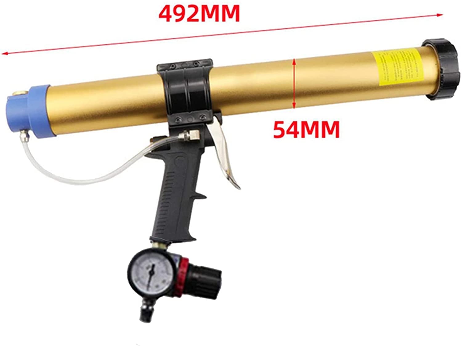 Pneumatyczny pistolet do klejenia/uszczelniania szkła o pojemności 600 ml, pistolet do silikonu uszczelniającego, automatyczny pistolet do klejenia płytek z regulowanym ciśnieniem i niskim poziomem