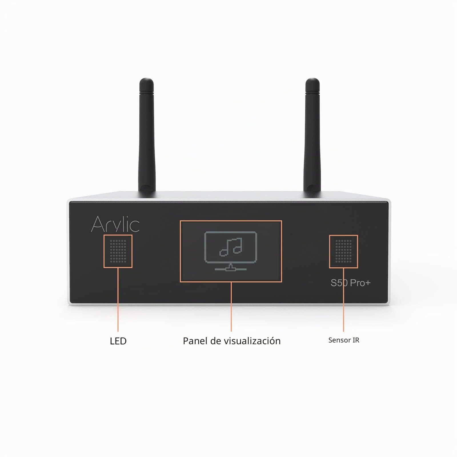 Arylic Up2stream S50 Pro+, Receptor de Audio WiFi y Bluetooth, Preamplificador aptX HD con ESS Sabre Dac AKM ADC Multisala/multizona, Receptor Estéreo Inalámbrico con AirPlay, Spotify, Radio por