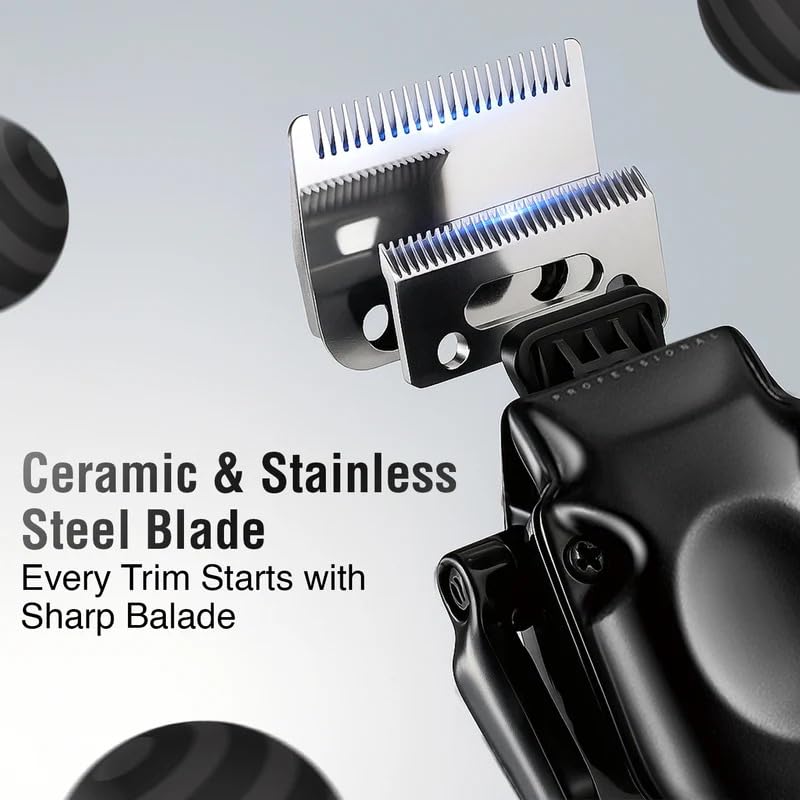 Image of VGR V-656 Professional Hair Clipper for Men | Ceramic & Stainless Steel Blades | 2000mAh Lithium Battery | 400 Min Runtime | Turbo Mode | LED Display | USB Type-C Fast Charging | Yellow