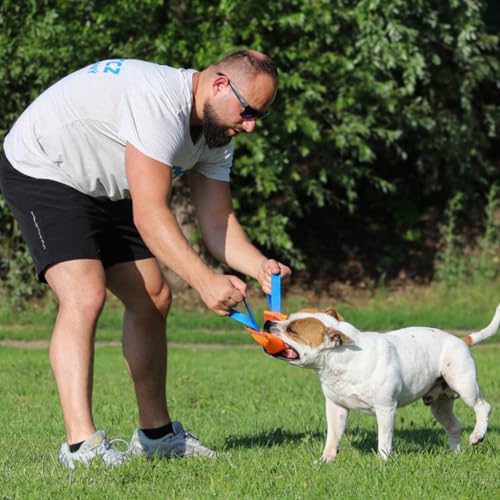 Bull Fit Beisswurst für Hunde, 30 cm, mit Zwei Schlaufen - Sehr Robustes Hundespielzeug zum Training, Tauziehen und Zerrspiele mit Hund - Aus hochwertigem Feuerwehrschlauch handgefertigt, orange