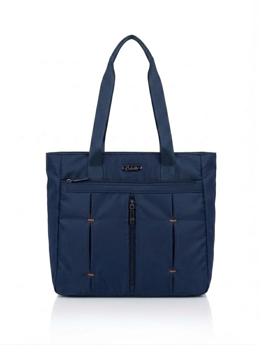 celebrino Spacious Tote Handbag for Women | Nylon Hand Bags with Multiple Zip Compartments | Waterproof Large Shoulder Bag for Office, College, Travel & Shopping | Multi Pocket Zipper Handbags-picture-23