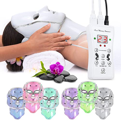 HMLSYZX LED Mascarilla Mascara Fototerapia, Máscara Facial LED de 7 Colores, Accelerate Metabolism, Rejuvenecimiento de La Piel Tratamiento Facial Antiarrugas para Todo Tipo de Piel