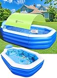 Inflatable Pool with Canopy, Large Inflatable Swimming Pool for Adult, Blowup Pools with Seats,Backrest.Durable Thickened Inflatable Pools for Backyard,118