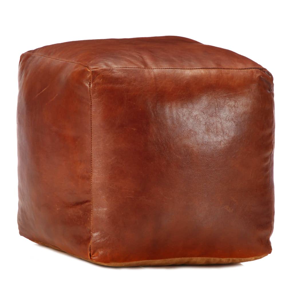 Genérico Puf 40x40x40 cm Cuero Genuino de Cabra,Otomanas-248126