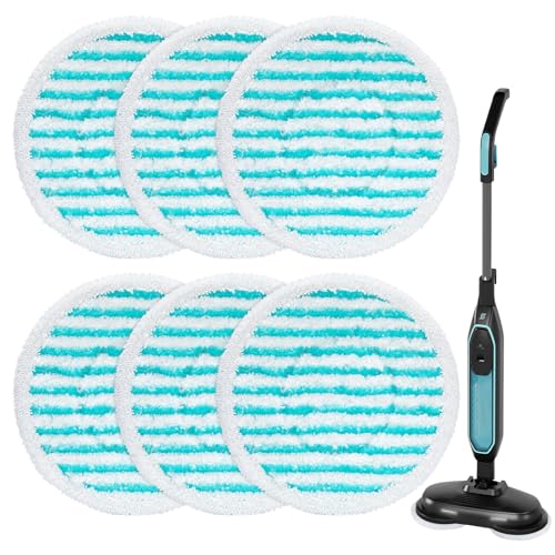 Image of iSingo 6 Pack Mop Pads Replacement Compatible with Pursteam ScrubMaster Steam Mop Cleaner, Washable & Resuable Microfiber Mop Head Refills