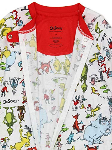 Dr. Seuss Grinch Cat in The Hat Pijama infantil sem pé, White/Multi, 3-6 meses