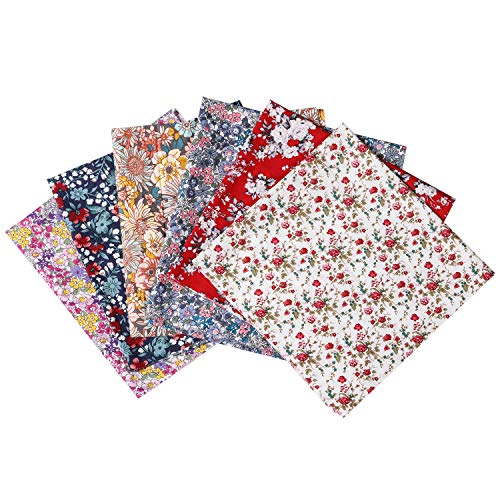 Meneng Floral Cotton Fabric Square Sheets, Fat Quarters Flowers Print Quilting Fabric Bundle for Craft Patchwork Sewing,6 Pcs 19'' x 19''