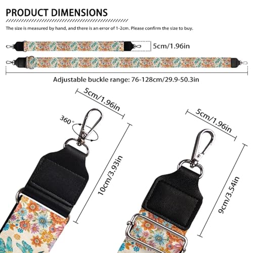 Image of Talayituse Boho Mandala Dragonfly Print Shoulder Strap Wide Purse Bag Strap Adjustable Replacement Belt Luggage Crossbody Shoulder Bag Strap for Women Girls
