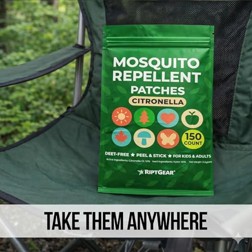 Image of RiptGear Natural Mosquito Patch Stickers for Kids - Insect Citronella Oil Stickers (150 Pack)