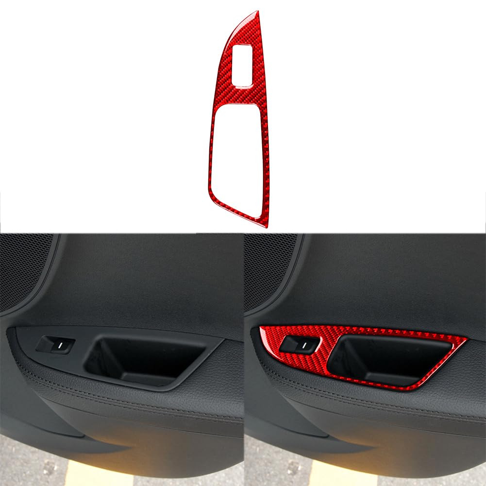 Car Co-Pilot Rear Window Lift Panel Real Carbon Fiber Sticker Compatible with Hyundai Veloster 2012 2013 2014 2015 2016 2017 Red Accessories