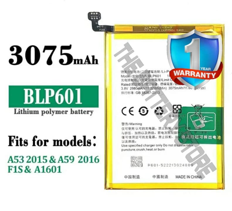 Image of THE BATTERY STORE Orignal replacment Battery for Oppo A53, A59, F1s Battery Original for Oppo BLP601 Battery with 1 Year warrenty (for Oppo A53, A59,)