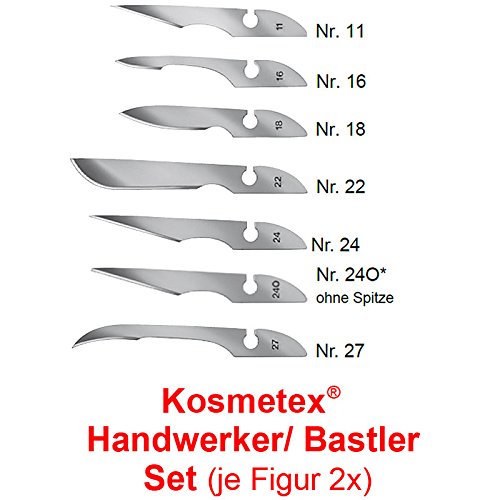 14x Bayha Skalpellklingen, Unsteril, Handwerker Mix Klingenset von Kosmetex, einzeln verpackt, Set: Handwerker