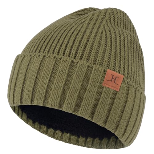 Bequemer Laden Gorro de Invierno para Hombres, Gorra Skull Forrado de Polar Tejido Caliente para Esquí Nieve Regalo Hombre
