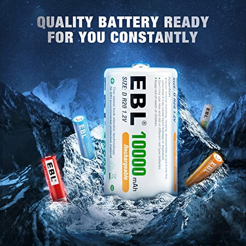 Ebl Smart Battery Charger For C D Aa Aaa 9V Ni-Mh Ni-Cd Rechargeable Batteries With Discharge Function & Lcd Display And Ebl D Cell Batteries 4 Pack thumb #6