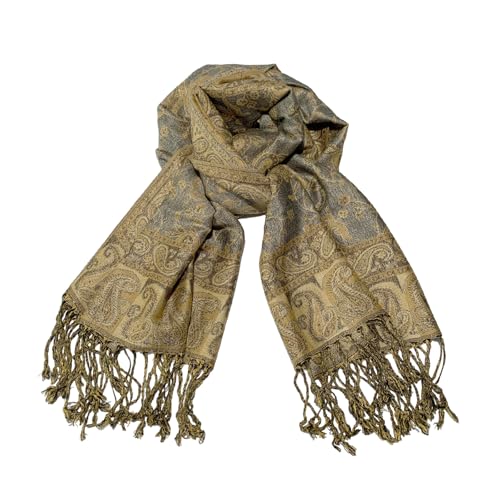 Image of Pashmina Scarf for Women Shawls and Wraps Reversible Paisley Vintage Jacquard Soft Silky Rave Scarves Men