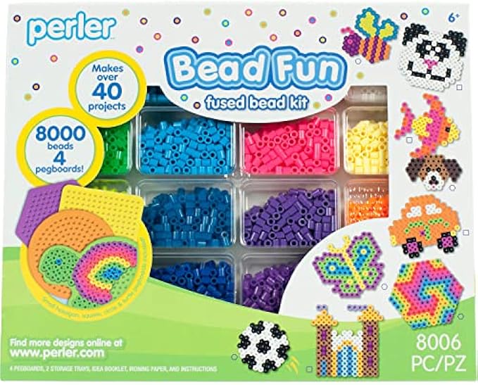 Perler activity kit and storage tray, 8000 beads + pegboard, 8006 pcs