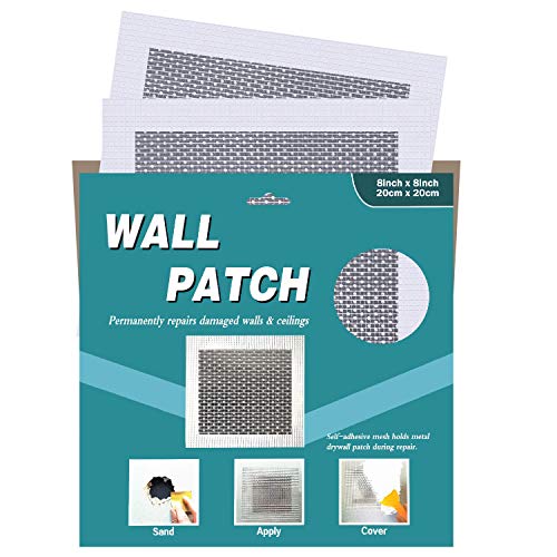 Drywall Patch, 8x8 in, 2 Pcs, Self-Adhesive Sheetrock Ceiling Mesh, Drywall Hole Repair Kit, Wall Patch Repair Kit, (8x8-2P)