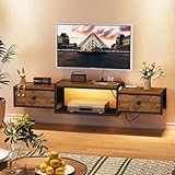 Snughome Floating TV Stand with Power Outlet 55', Wall Mounted Entertainment Center with LED Lights, Floating TV Shelf with Drawer, Wall Mounted Media Console Shelf for Living Room, Bedroom