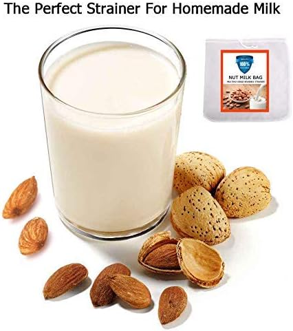 Carrollar Nut Milk Bag, Pro Quality Multiple Usage Reusable Food Strainer, Cold Brew Coffee Bag Cheese Cloth, Ultra Fine Nylon Mesh Food Grade BPA-Free for Milk, Juice, Coffee, Tea, 12"x12" (2 pack)